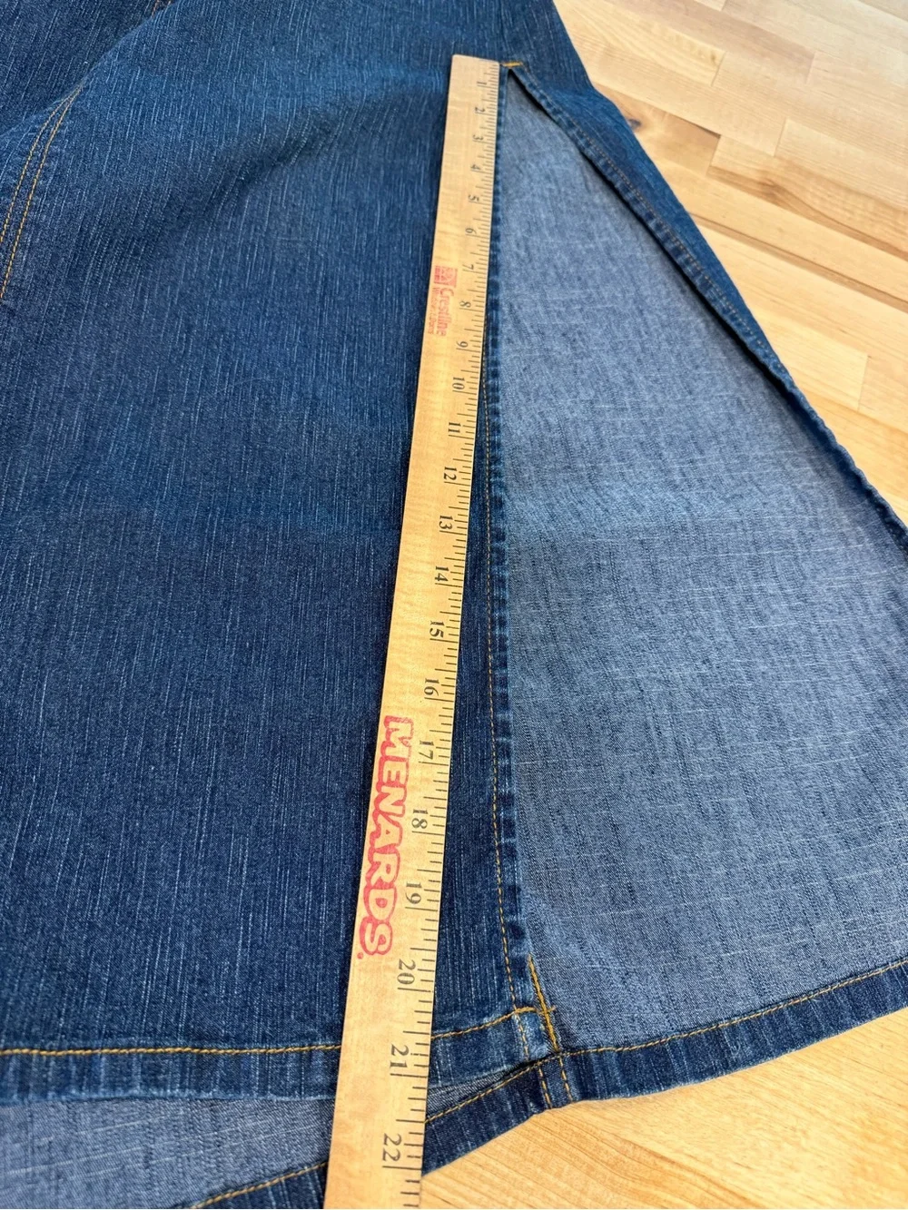 Vintage Bubblegum Blue Denim Maxi Skirt Frayed Waist Low Rise Y2K Size 11/12